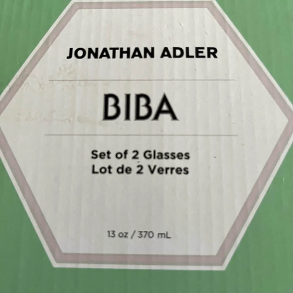Jonathan Adler BIBA Glasses in Elegant Green Packaging